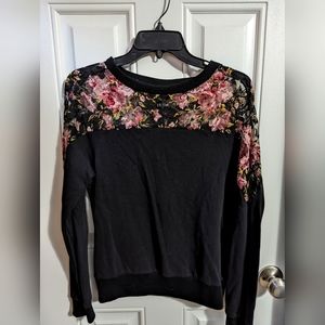 Floral mesh blocked sweatshirt size S
